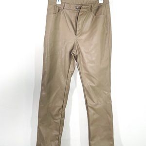 TAN FAUX LEATHER PANTS